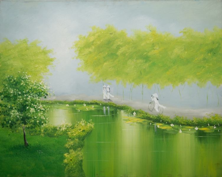 Tranh Sơn Dầu Đi Học